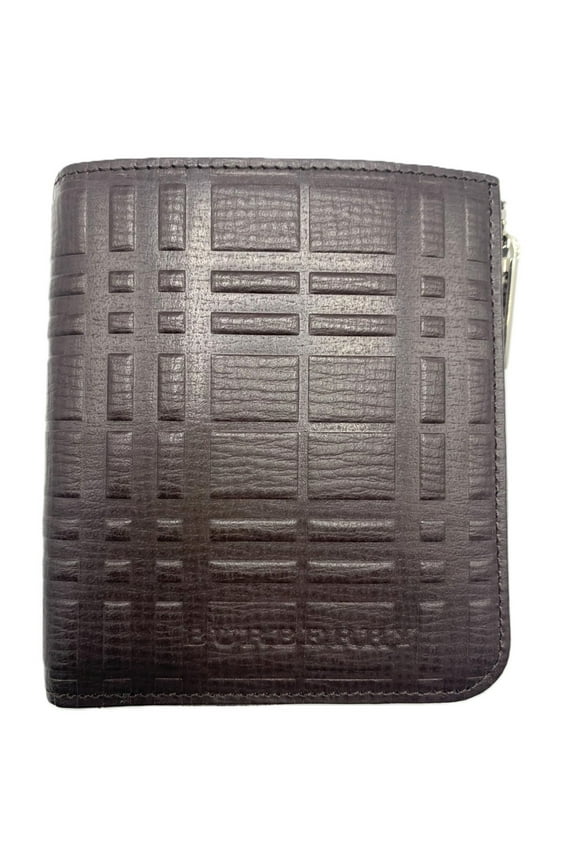Pre-Owned Burberry Nova Check Embossed Wallet Brown L-Shaped Bi-Fold BURBERRY