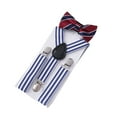 thumbnail image 4 of Conjunto de tirantes con lazo para niños, correas elásticas resistentes, tirantes ajustables para niños y niñas Rayas azules, 4 of 9