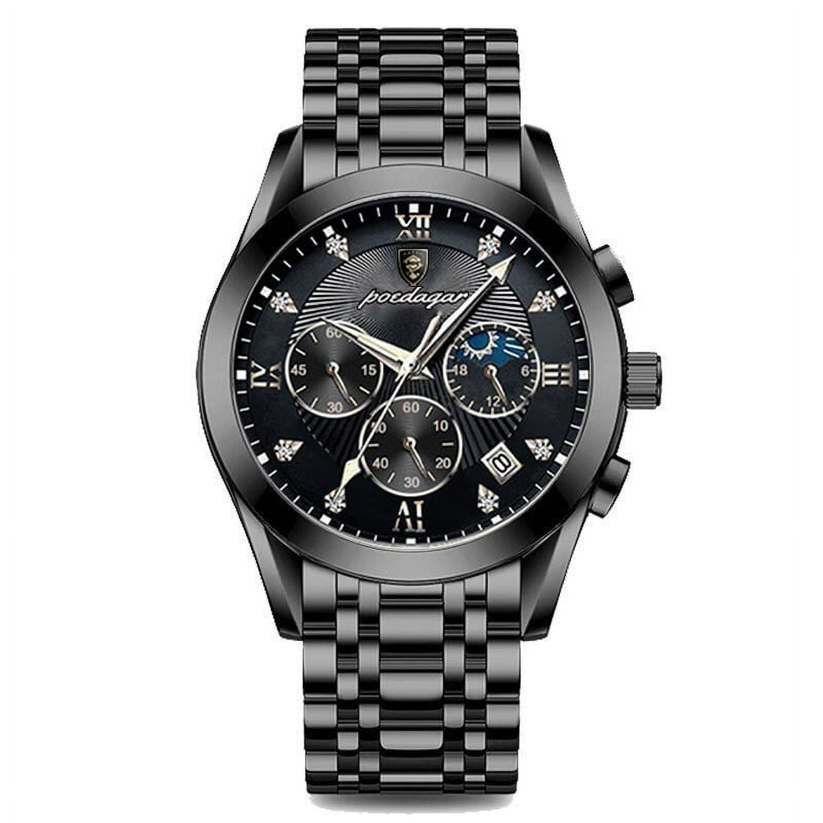 POEDAGAR New Fashion Mens Watches Blue Luxury Top Brand Big Dial Military Quartz Watch Leather Sport Waterproof Chronograph