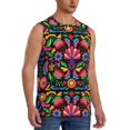 thumbnail image 2 of Bingfone Colorful Floral Embroidery Mexican Pattern Men's Tank Tops Workout Sleeveless Tee Shirts Running Beach Tanks for Men-3X-Large, 2 of 8