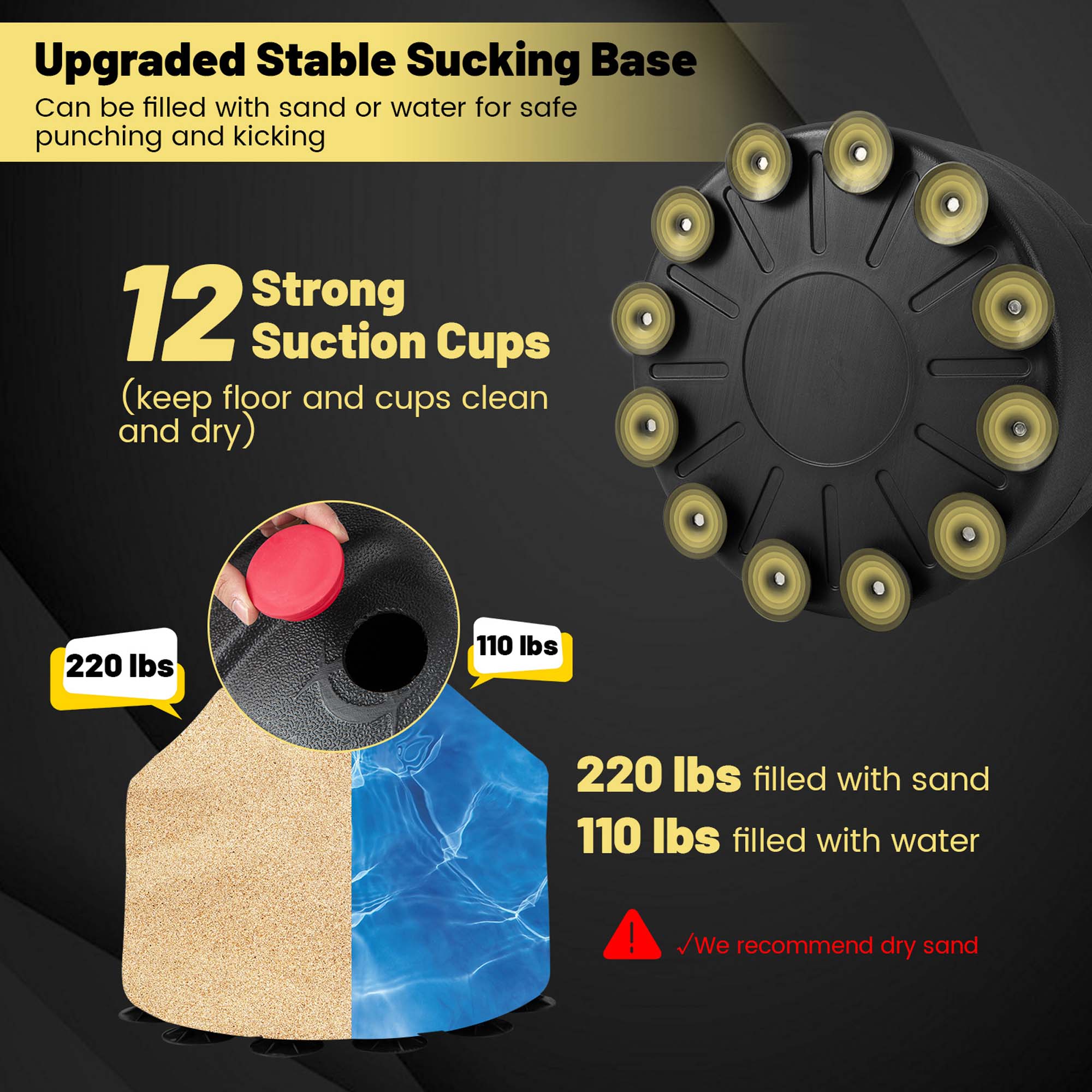 Costway Freestanding Punching Bag with Stand Suction Cup Base 5-layer Construction Adults