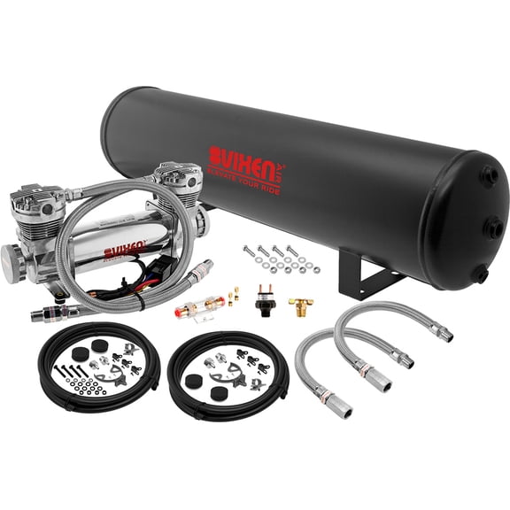 Vixen Air VortexX Suspension Kit for Truck/Car Bag/Air Ride. On Board System- 300psi Dual Cylinder Compressor, 5 Gallon Tank. For Boat Lift,Towing,Lowering,Load Leveling,Onboard Train Horn VXO8852DC