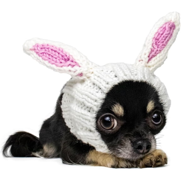 DOVACKA Bunny Costume - Knit Easter Dog Snood Ear Wrap for Pets, Warm Neck Cover for Halloween and Winter (Large)