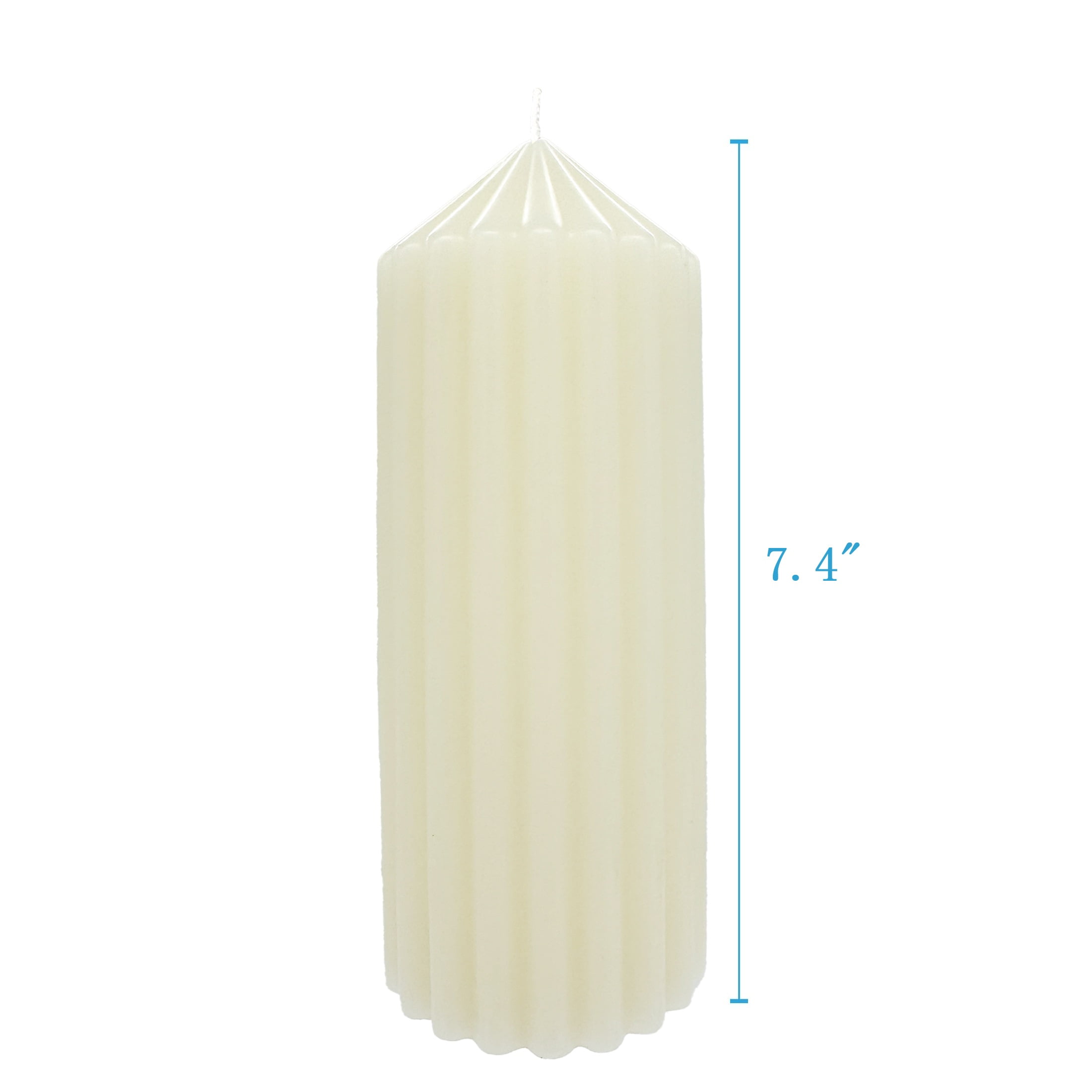 Mainstays Unscented Ribbed Pillar Candle, 2.9 x 7.4-in, Ivory