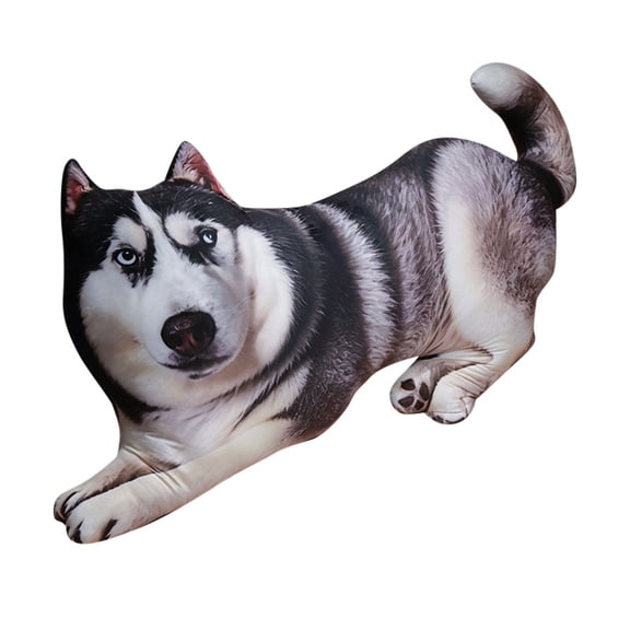 Giant Simulation 3D Husky Plush Pillow,Lifelike Soft Dog Stuffed Animal Cute Cushion Room Decor Gift