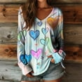 thumbnail image 1 of Uootdi Boho Tops for Women Love Heart Printed Graphic Long Sleeve Shirts Vintage Lightweight Casual Loose Graphic Blouses Gift, 1 of 3