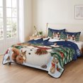 thumbnail image 2 of Quilts Full Size Bedding Set, Navy Blue Christmas Lightweight Quilted Comforter, Snowman Elk Xmas Tree Snowflake Soft Reversible Bedspread Coverlet with Pillow Covers for All Season, 78" x 90", 2 of 9