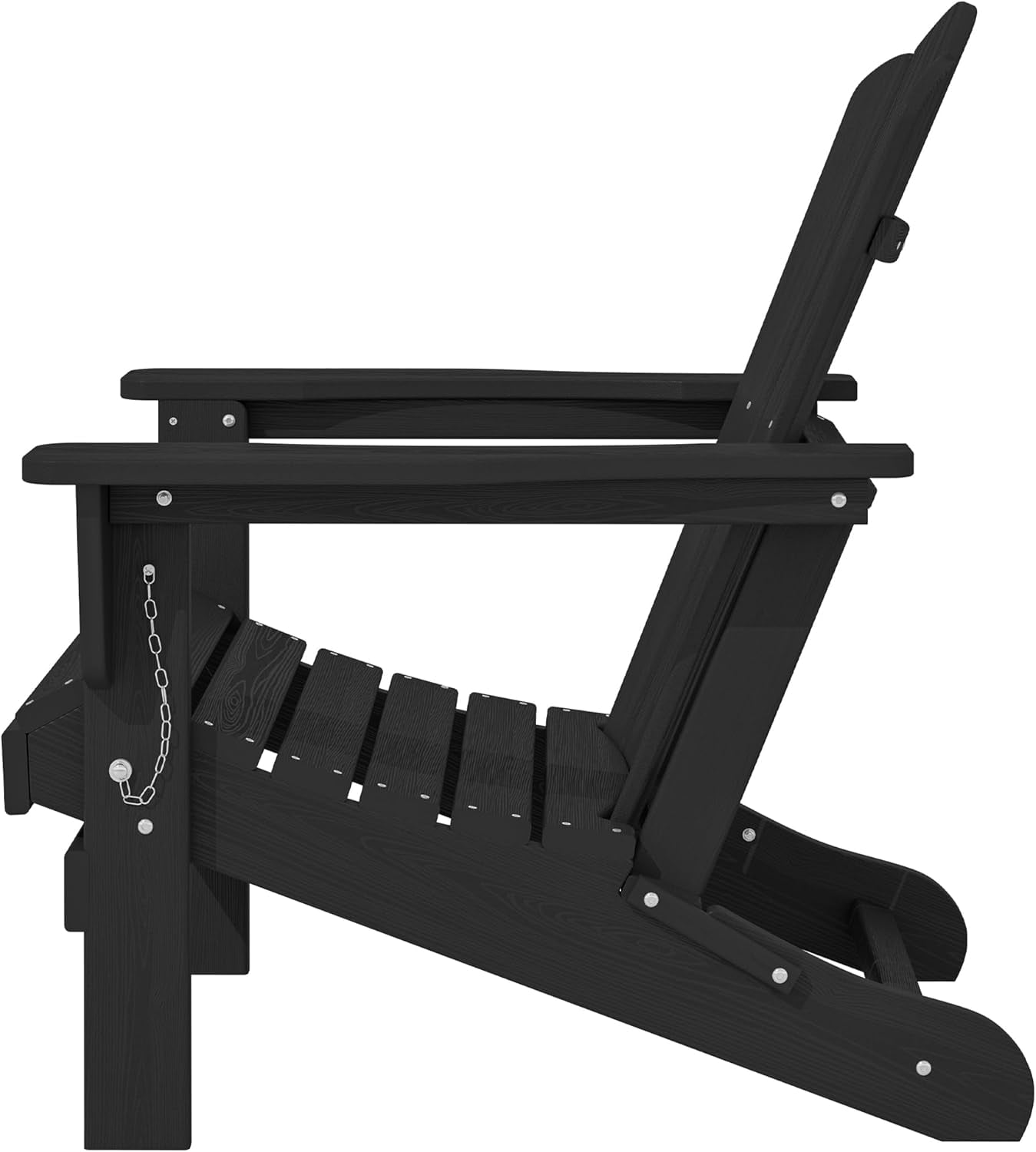 SONGMY Folding Adirondack Chair, HDPE All-Weather Patio Chairs, Wooden Textured Lawn Chair for Poolside, Backyard, Deck, Fire Pit, Black