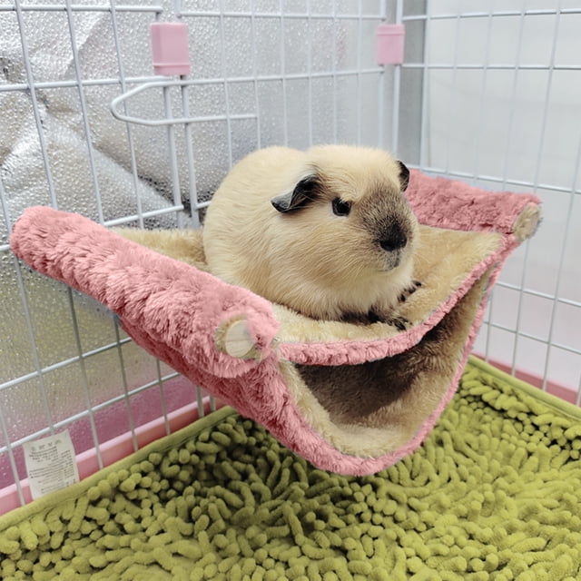 Xihbxyly Hamaca Pequeña para Mascotas, Diseño de Doble Capa, Cómoda Cama para Dormir, Fácil Instalación, Ideal para Cobayas, Hámsteres, Hurones, Ratas y Ardillas, Tamaño 20 X 10 Cm, Regalo Ideal para