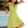 thumbnail image 2 of GEWSEY Womens Plus Size Summer Sleeveless Floral Dress Wrap V Neck Tank Dress (Yellow, S), 2 of 8