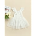 thumbnail image 5 of Chollius Toddler Baby Girls Summer Ruffle Dress Solid Color Round Neck Elastic Backless Bodysuit Skirt Mesh Tulle A-line Dress, 5 of 9