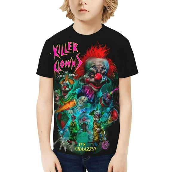 Killer Klowns From Outer Space T-Shirt for Boys Girls Youth, 3D Printed Graphic T-Shirts Short Sleeve Summer Casual Tee Shirts for Kids