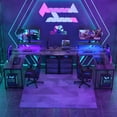 thumbnail image 2 of Homieasy Reversible L-Shaped Gaming Desk with Power Outlet & LED Light Strip, Home Office Computer Desk with Monitor Stand, File Drawer and Workstation,Gray Oak, 2 of 7