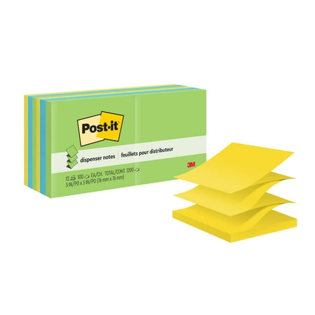 Post-it Dispenser Pop-up Notes, 3 in x 3 in, Floral Fantasy, 12 Pads