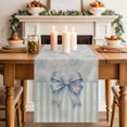 thumbnail image 2 of Table Runners 70 Inches Long Dress Scarves, Vintage Blue Bow Farmhouse Coffee/Dining/Kitchen Table Decor, Holiday Table Runner, Farmhouse Roses Floral Stripes 13x70 Inch, 2 of 9