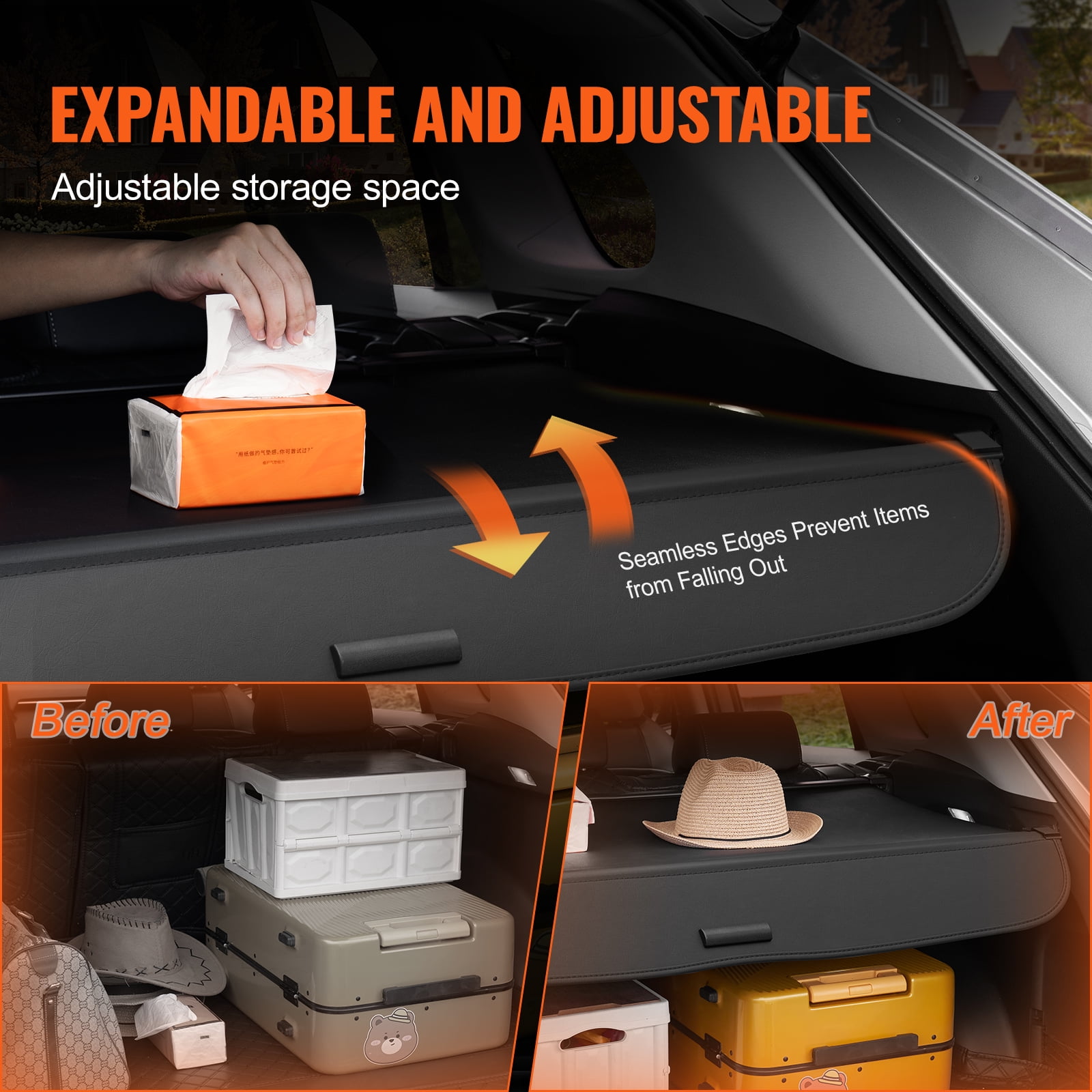 KFFKFF Retractable Cargo Cover for Honda CRV 2023-2025, Enhanced Waterproof Trunk Security Shade for 5-Seater Models, UV-Resistant Rear Cover with Durable Aluminum Alloy and PVC Leather Finish