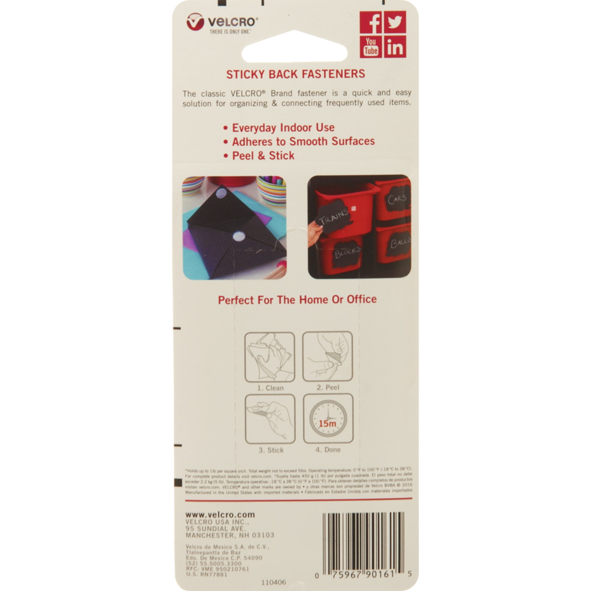 VELCRO® Brand 3/4 x 18 Black Sticky Back Strips, 12 Pack Bundle