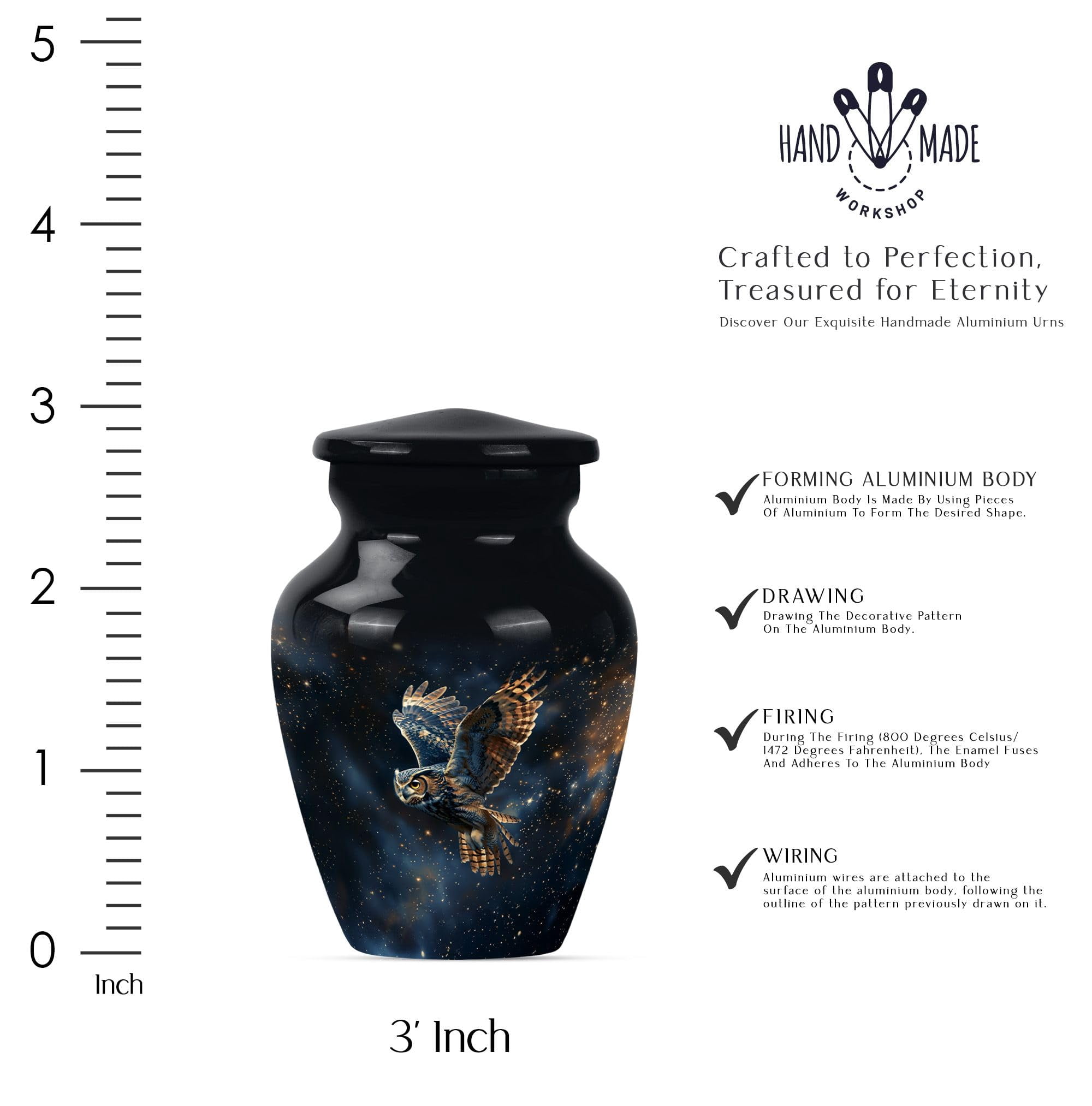SUBSH Owl Urns for Human Ashes - Small Urn - Ash Urns for Humans - Urn for Adult Male - Cremation Urns for Adults - Adult Urns for Human Ashes Women (3 inch Pack of 1)