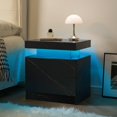 thumbnail image 4 of YYAo Modern 2 Drawer Nightstand, End Table Bedside Table with LED Lights for Living Room, Bedroom, Black, 4 of 7