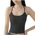 thumbnail image 2 of Womens Shelf Bra Tank Tops Ladies Style Sleeveless Solid Color Suspenders With Built-in Chest Pads And Ribbed Casual Top Black Free Size, 2 of 6