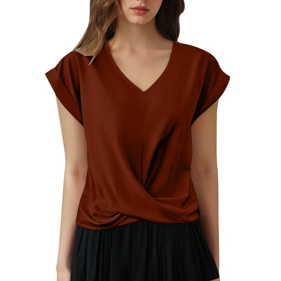 Ediodpoh Women's T Shirts for Everyday Comfort and Style Versatile Casual Tops for Any Occasion Casual Wear for Women Summer Tops for Women Brick Red XXL