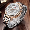 thumbnail image 2 of Business Men Watches (Chronograph/Waterproof/Luminous/Calendar/24 Hours) Big Face Stainless Steel Band Watches for Men, 2 of 6