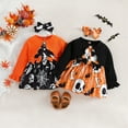 thumbnail image 4 of Coerni New Born Baby Girl Romper Dress Toddler Halloween Clothes Bowknot Long Sleeve Jumpsuit Bodysuit with Headband Outfits, 4 of 9