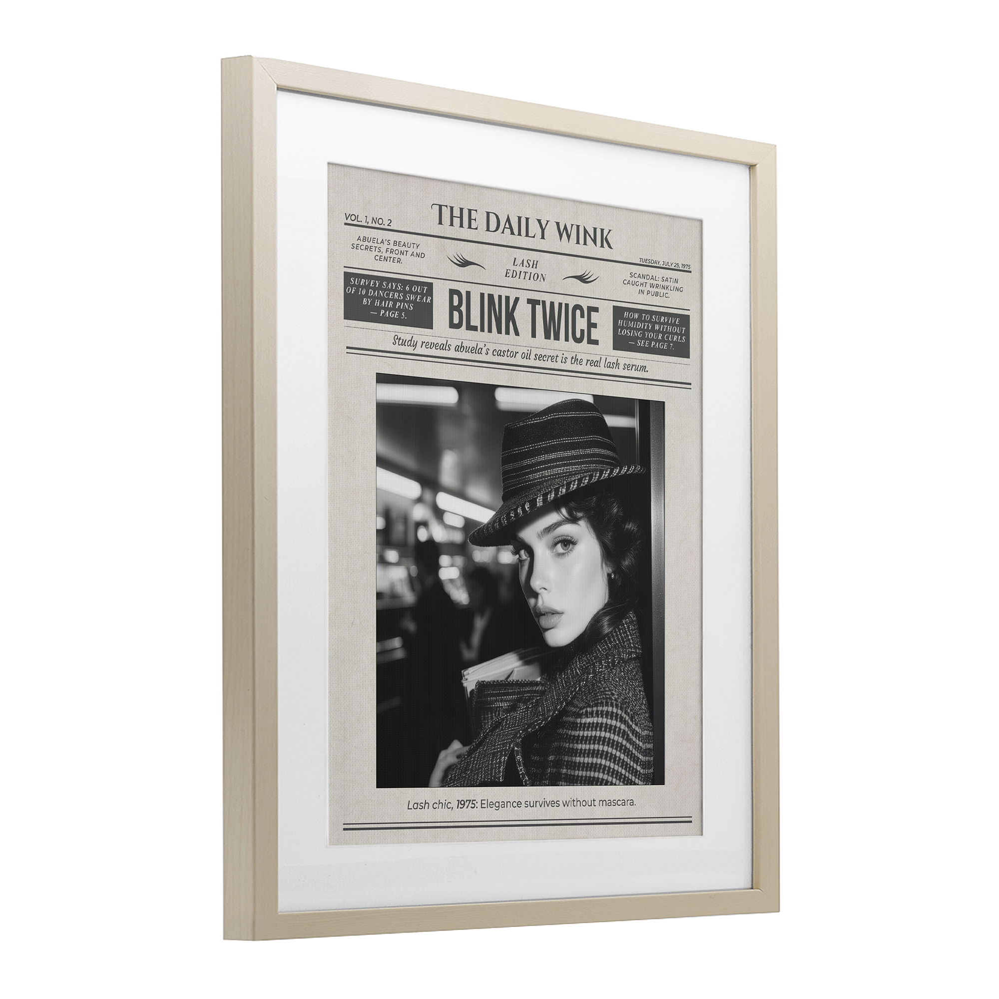 The Daily Wink Magazine Birch Framed Print Under Glass, design by A Barefoot Stylist