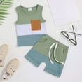 thumbnail image 2 of Ensemble Bébé Été Sans Manches Patchwork Débardeur et Short Garçon Bleu 2 Ans-3 Ans, 2 of 6