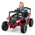 thumbnail image 1 of Costway 12V Kids Ride On Car Battery Powered Electric Remote Control LED Lights Music Suitable for 1 kid Red & Black, 1 of 6