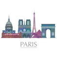 thumbnail image 2 of Fab Funky  14x12 Black Ornate Wood Framed with Double Matting Museum Art Print Titled - Paris Skyline Coloured Buildings, 2 of 4