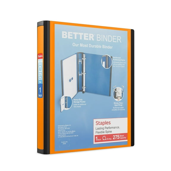 Staples 1" 3-Ring Better Binder Orange 3/Pack ST55841-CCVS