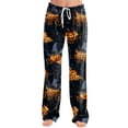thumbnail image 2 of Halloween Pajama Pants for Women Spooky Pumpkin Print Elastic Waist Comfy Lounge Pjs Pants, 2 of 5
