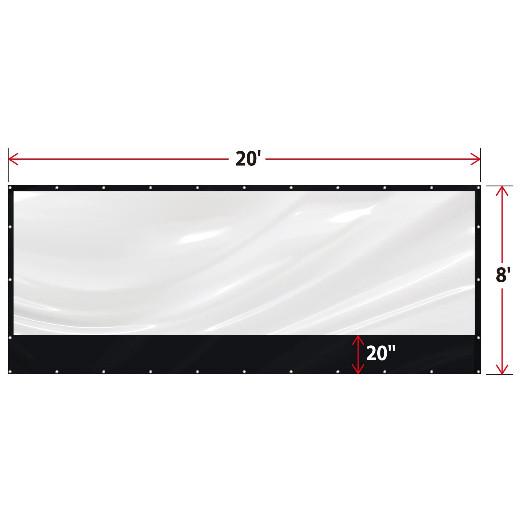 SUNRISEUMBRELLA 8x20'PVC Vinyl Tarp Clear Sidewall for Straight Canopy Tent Transparent Sunwall w Bottom Fabric 16 Mil(Black)
