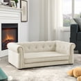 thumbnail image 3 of Beige Elegant Rectangle Elevated Dog Sofa Bed Durable Comfortable Pet Couch For Small Medium Dogs Cats 40 x 23 x 14, 3 of 10