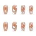 thumbnail image 3 of Hkanlre Blush Press on Nails Cute Coffin Medium Fake Nails Tips Full Cover Bling Cat Eyes False Nails for Women and Girls 24PCS ALT2, 3 of 3