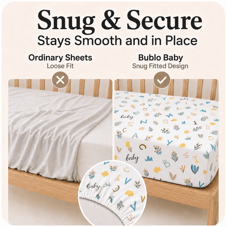 Bublo Baby Mini Crib Sheets, 2-Pack, 100% Organic Cotton photo 6