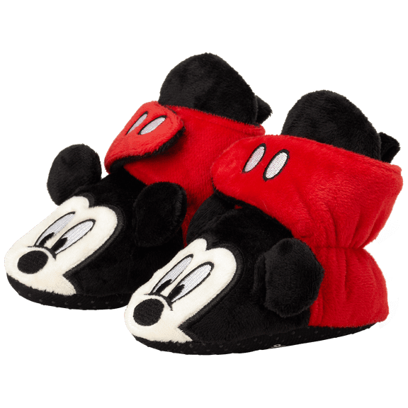 Disney Baby Boys' Mickey Mouse Booties - Soft Fleece Slipper Socks (Newborn/Infant)