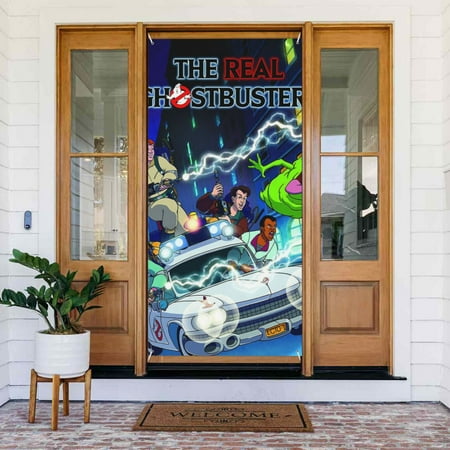 Ghostbusters Poster Door Cover Decorated Banner Tapestry Home Decoration Holiday Party Supplies Door Banner Porch Sign Banner 72.8 x 35.4 Inch