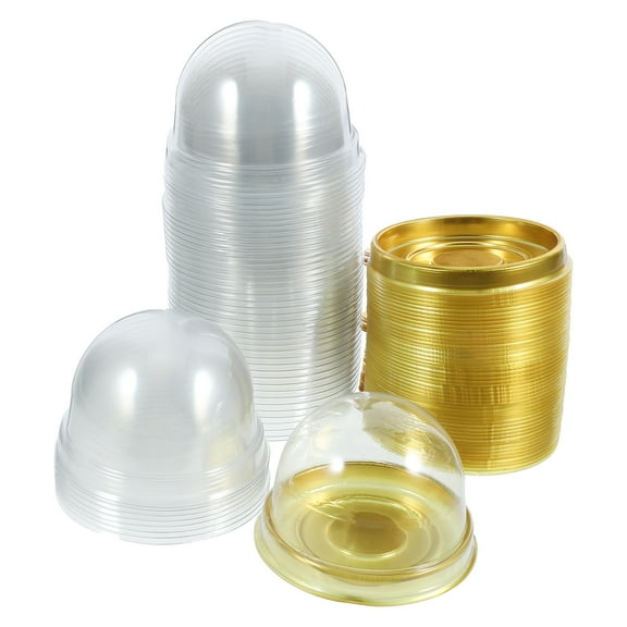 50 Pcs Pastry Packaging Boxes with Lids, Dome Cake Containers, Professional Baking Paper Cups, Single Cupcake Holders for Desserts