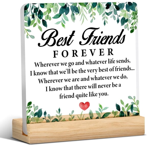 Friend Gift for Women Men, Friendship Gift Ideas, Best Friends Forever Clear Desk Decorative Sign Acrylic Plaque Sign Home Desk Decor (4x4 Inch)