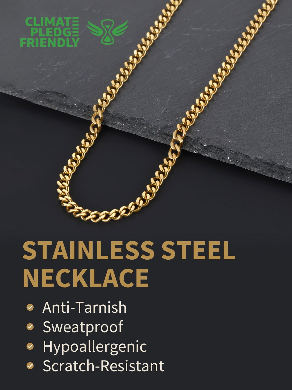 FindChic 14K Gold Plated Necklace for Men Women Cuban Chain Stainless Steel Necklaces Graduation Fathers Day Jewelry Gifts Him Boyfriend Husband Adults Male Son Age Ideas, 5MM/28inch