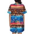 thumbnail image 6 of Fotbe Animals On Noah's Ark2 Print Pajama Set for Women 2 Piece Loungewear Short Sleeve Tops and Shorts Set Soft Sleepwear-Medium, 6 of 7