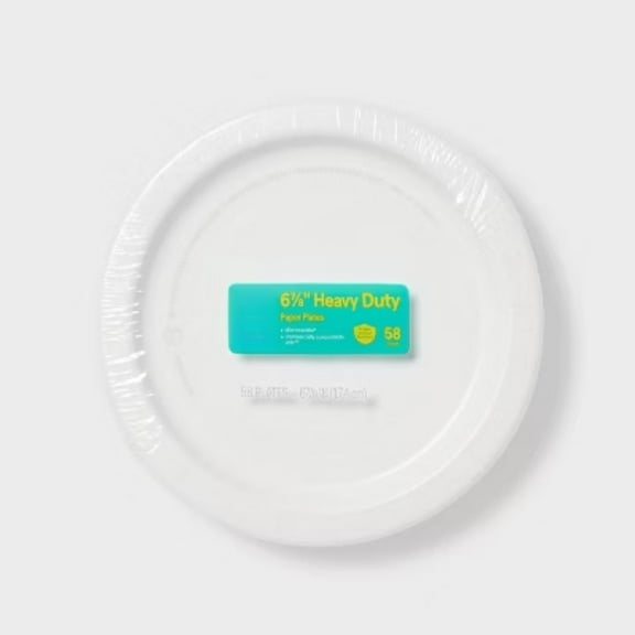 6.8 Inch White Plates - 58 Count Disposable Dinner Plates
