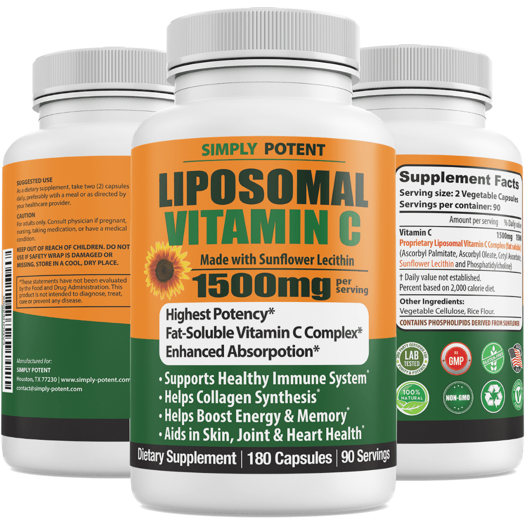 Liposomal Vitamin C 1500mg 180 Capsule 90 Serving for Immune Support