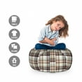 thumbnail image 2 of Brown Plaid Storage Toy Bag Chair, Brown Blue Associated Print Repeating Squares and Stripes Geometric Layout, Stuffed Animal Organizer Washable Bag, Small Size, Multicolor, by Ambesonne, 2 of 3