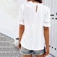 thumbnail image 4 of Meichang Eyelet Embroidery Short Sleeve T Shirts Women Solid Ruffle Trim Crew Neck Tees Shirts Puff Sleeve Loose Fit T-Shirts Dressy Casual Work Blouses White XL, 4 of 8
