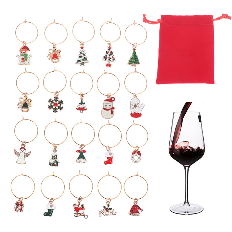 Rosé Vineyard Markers Red Wine Lover Themed Wine Glass Charms 6pc Set White 