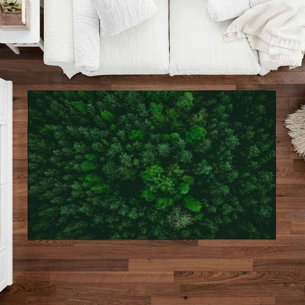 Aerial View Of A Forest Area Rugs Forest Green Rug Green Area Rug