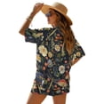 thumbnail image 2 of Xoenoiee Mushroom Dragonfly Daisy Print Women's 2 Piece Outfit Cover Up Half Sleeve Blouse Shorts Set Summer Beach Vacation Resort Wear Plus Size, L, 2 of 7